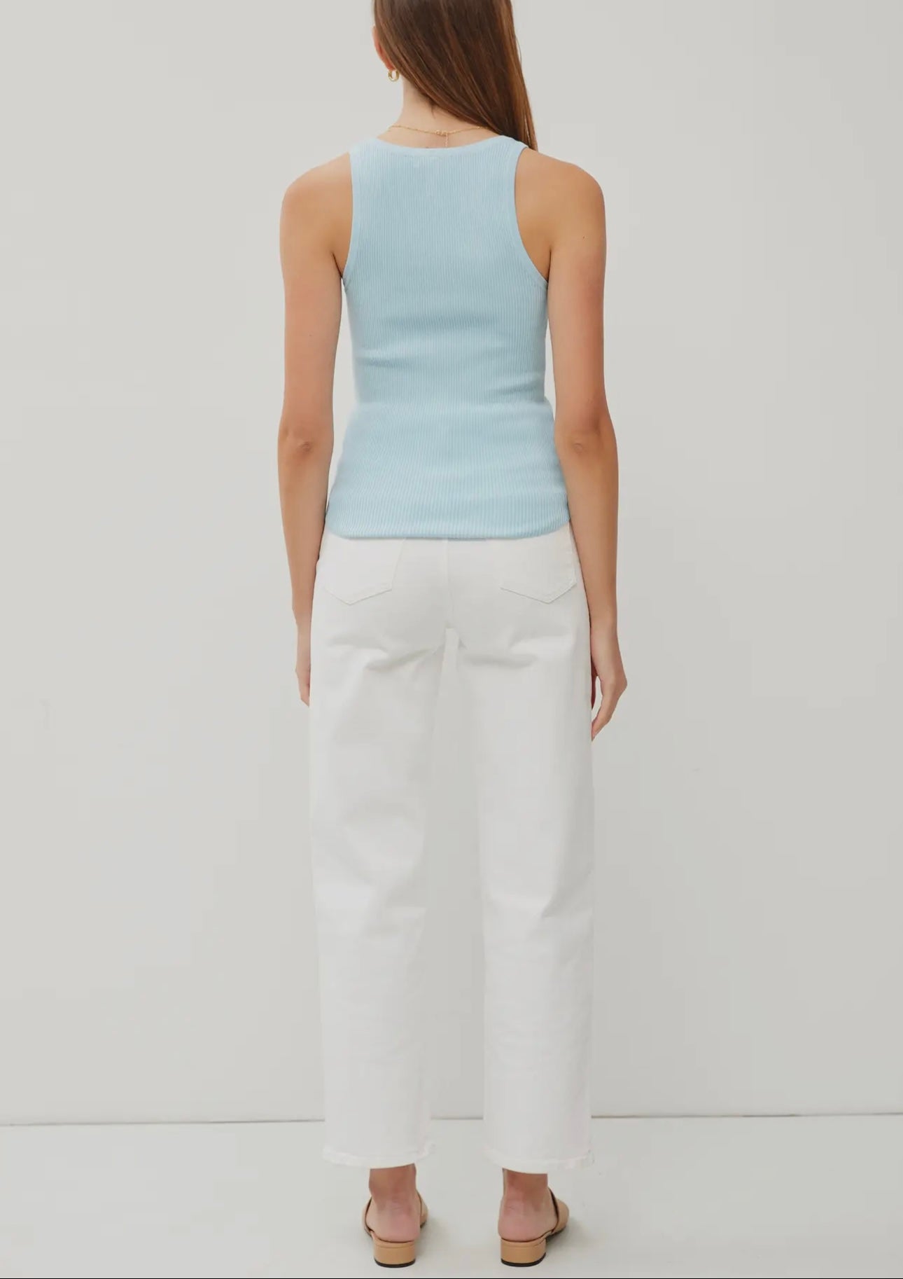 SOLID RIBBED SCOOP NECK TANK