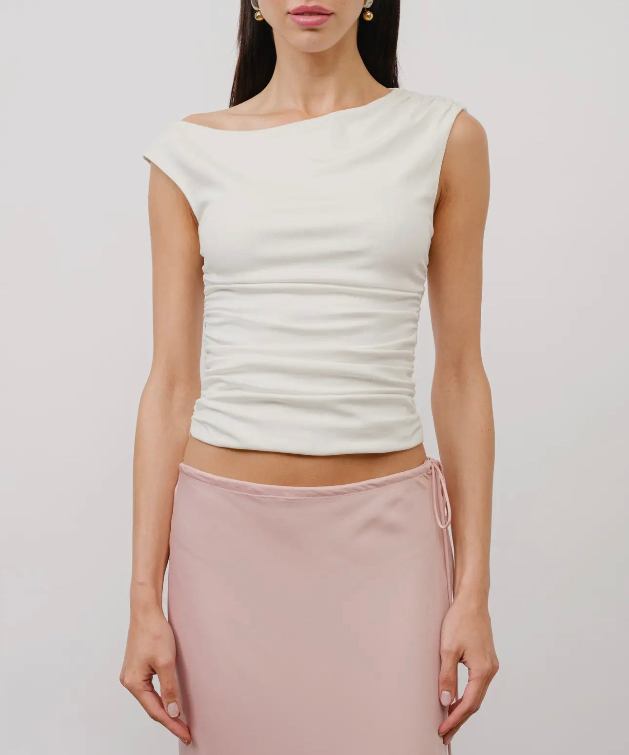 ASYMMETRICAL SHOULDER JERSEY TOP