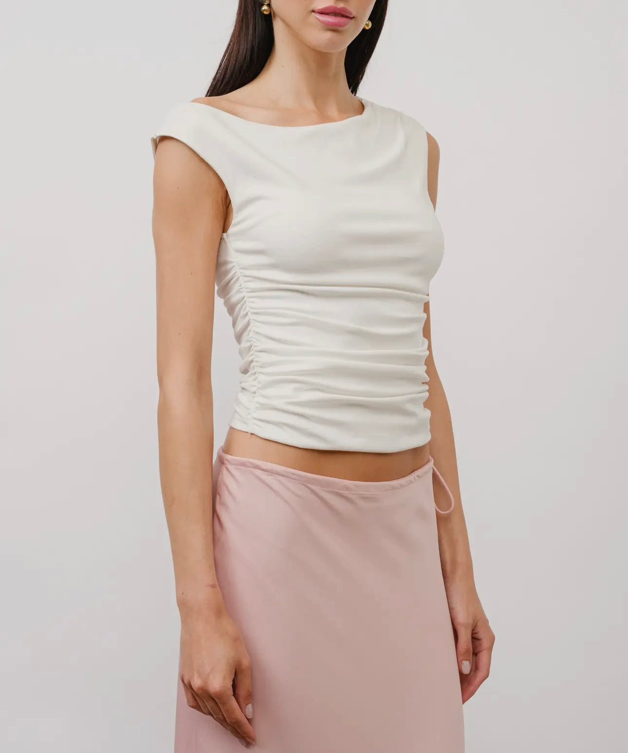 ASYMMETRICAL SHOULDER JERSEY TOP