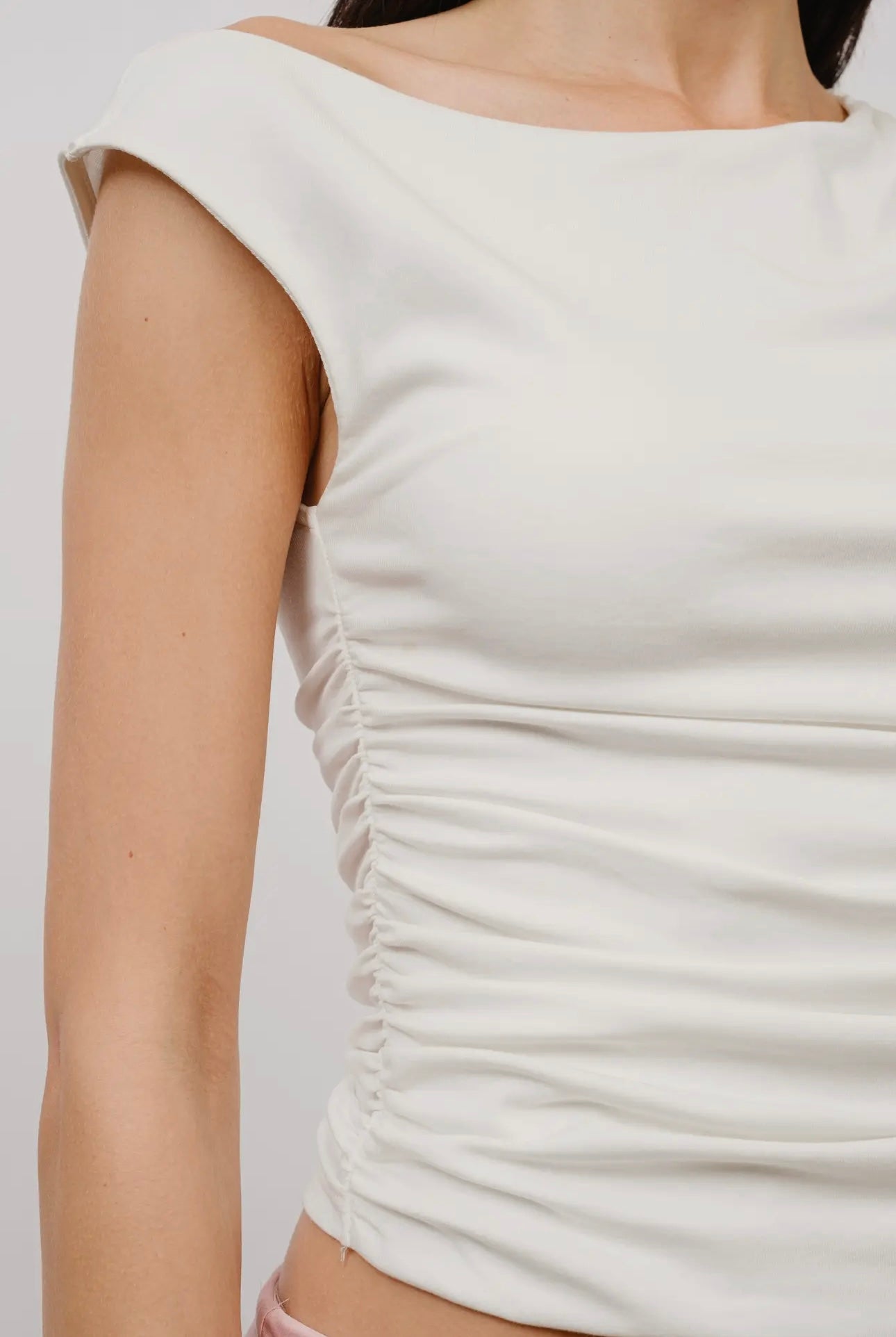 ASYMMETRICAL SHOULDER JERSEY TOP